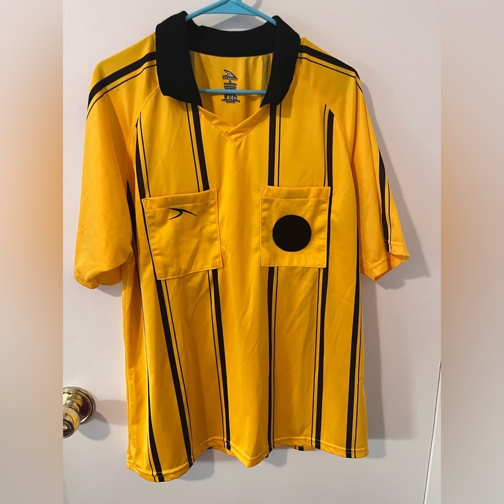 Score Official USSF Pro Raglan Yellow Stripe Soccer Referee Shirt Unisex Large